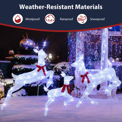 Goflame 3-Piece Large Lighted Christmas Reindeer Family, Light up Xmas Decorations w/255 LED Lights & Scarves