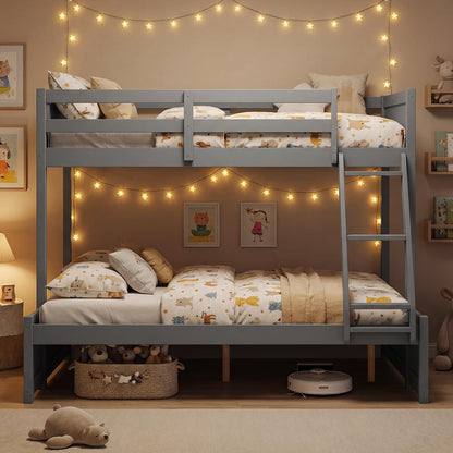 Goflame Twin Over Full Bunk Bed Wood Bunk Bed