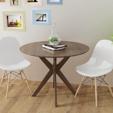 Goflame 36 Inch Round Wood Dining Table with Intersecting Pedestal Base