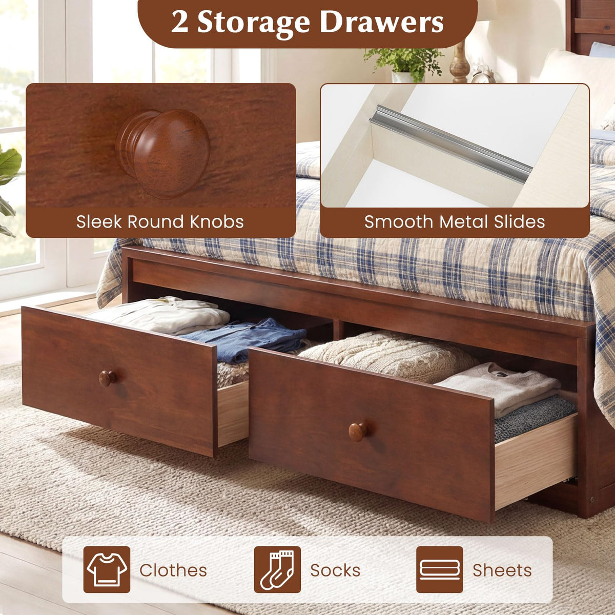 Goflame Bed Frame with Storage Drawers