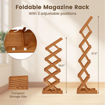Goflame Foldable Bamboo Magazine Rack with 2 Adjustable Positions