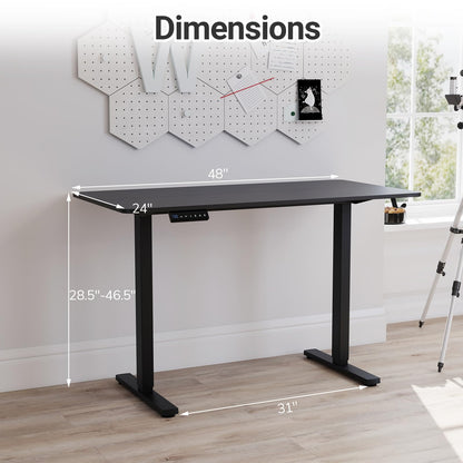 Goflame Electric Standing Desk 48" x 24" Ergonomic Height Adjustable Sit to Stand Desk with 3 Memory Preset