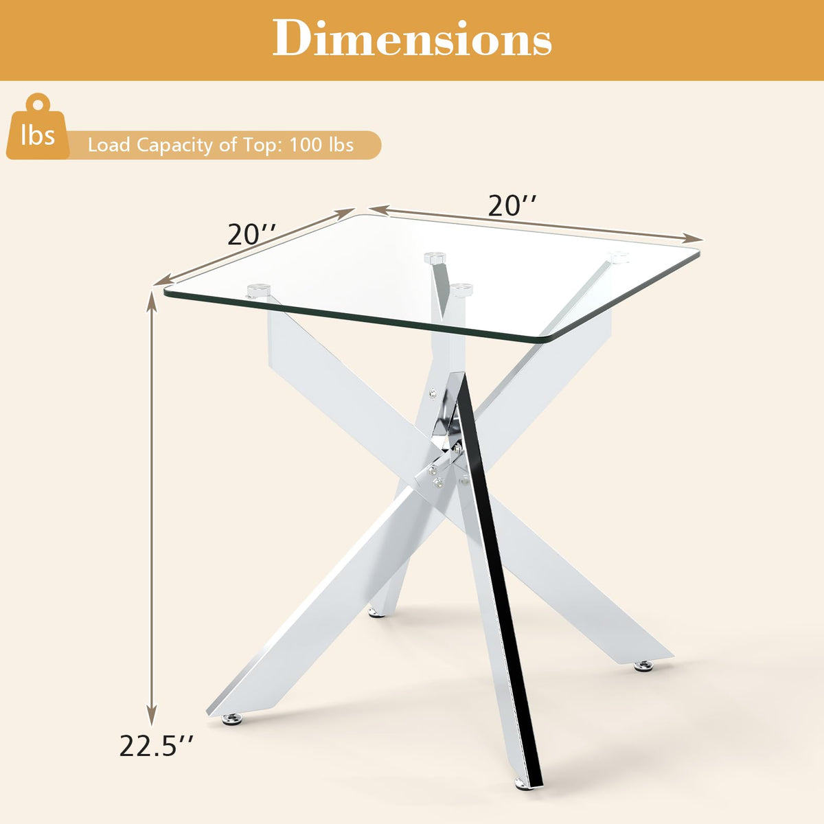 Goflame Glass Side Table Square Sofa Couch End Table