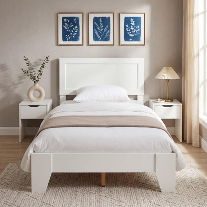 Goflame Twin/Full/Queen Size Wooden Bed Frame with Wood Slat Support