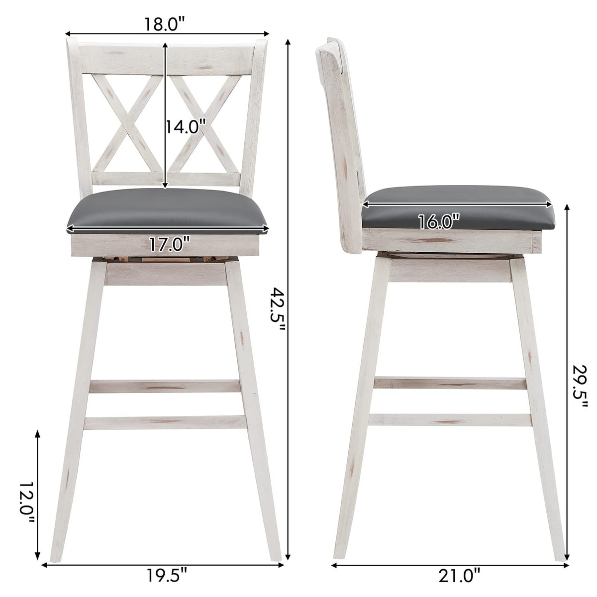 Goflame Bar Stool with Foot Rest Upholstered Cushion & Ergonomic Backrest