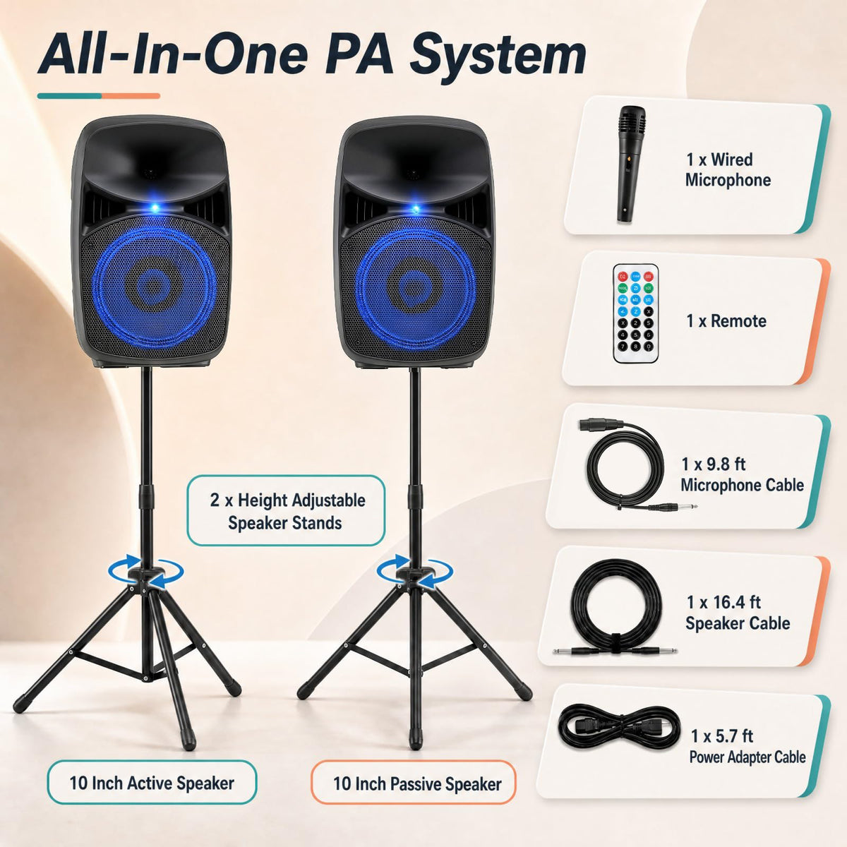GOFLAME 10-Inch Bluetooth PA Speaker