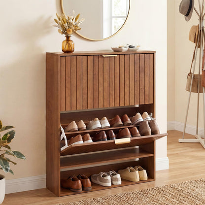 Goflame Shoe Storage Cabinet with 2 Flip Drawers