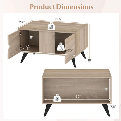 Goflame Farmhouse Accent Modern Coffee Table with Storage for Living Room Bedroom