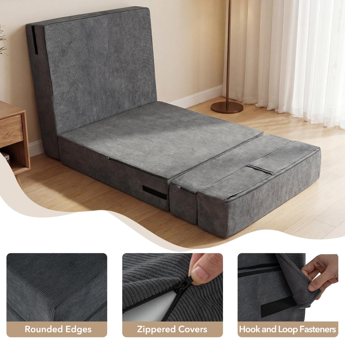 Goflame 4-in-1 Folding Sofa Bed | Convertible Sleeper Chair for Adults