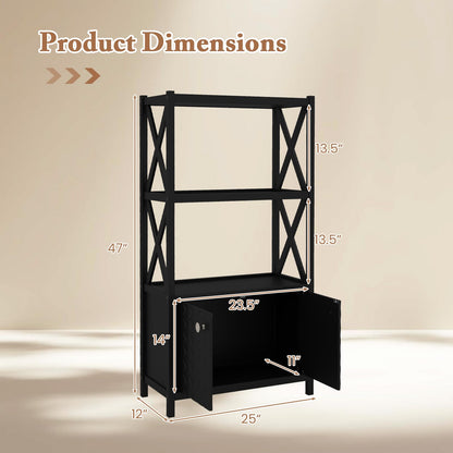 Goflame Storage Cabinet, Freestanding Storage Organizer with Open Shelves, Double Doors