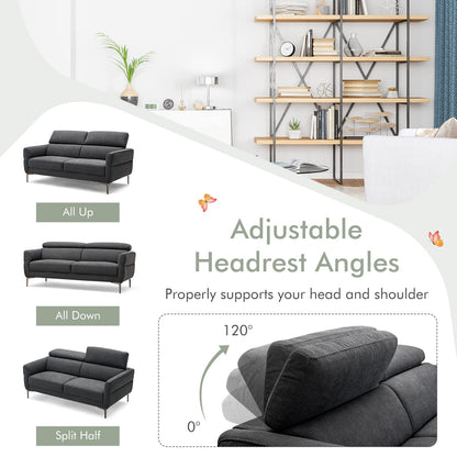 Goflame Couch, Upholstered Loveseat with Lift-up Headrest and Metal Legs
