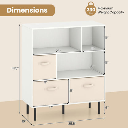 Goflame 6-Cube Bookshelf 3-Tier White Bookcase