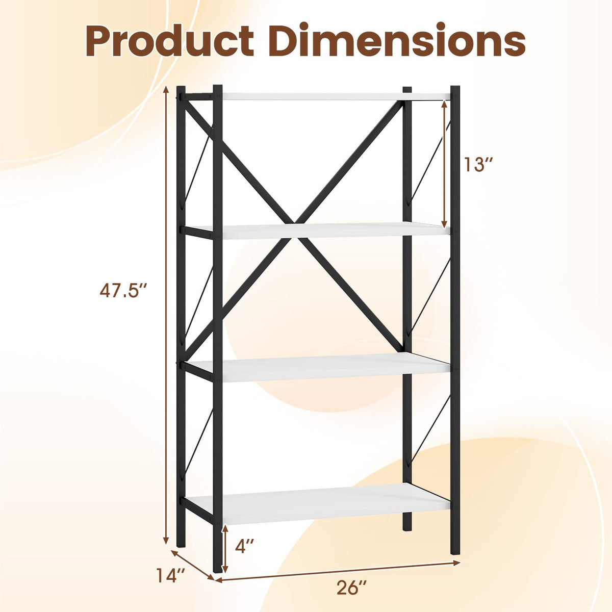 Goflame Modern Bookcase with Heavy-Duty Metal Frame (1/2)