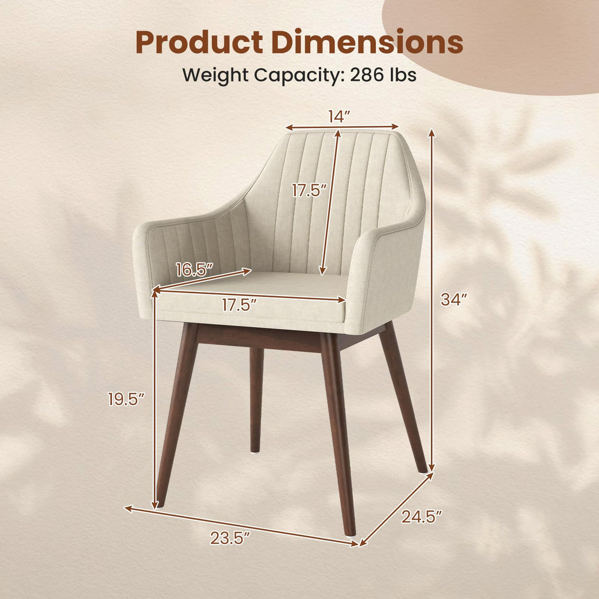 Goflame Upholstered Dining Chairs Set of 2/4 Mid Century Kitchen Chairs with Wrap-Around Backrest