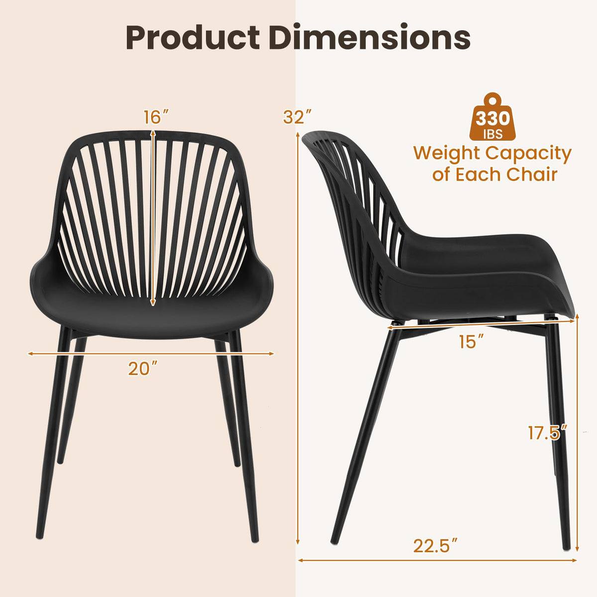 Goflame Black Dining Chairs Set of 4, Modern Kitchen Chairs w/Metal Legs