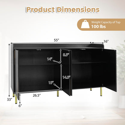 Goflame 55" Modern Buffet Cabinet with 4 Doors