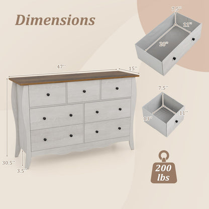 Goflame Storage Cabinet with Foldable & Detachable Fabric Drawers, Anti-Tipping Kit, 47” x 15” x 30.5” Farmhouse Floor Cabinet
