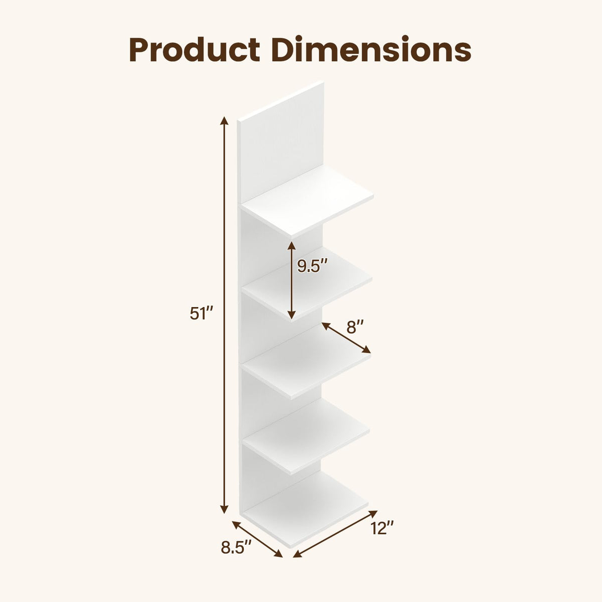 GOFLAME 5-Tier Wall Shelf for Living Room