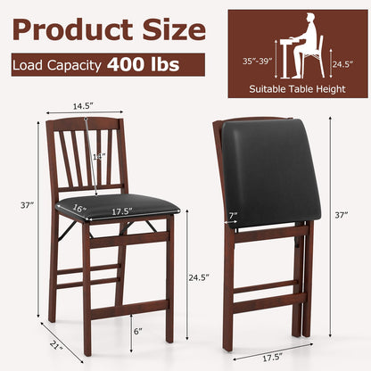 Goflame Folding Bar Stools Set, 24.5" Counter Height Bar Dining Chairs with Back