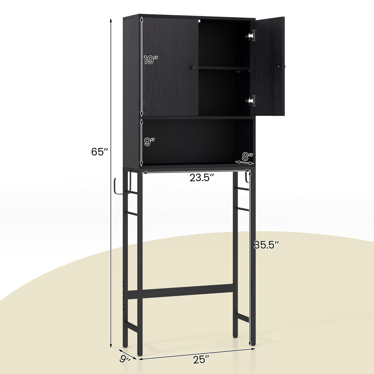 Goflame Over The Toilet Storage Cabinet - Toilet Shelf Rack with Anti-Tip Device