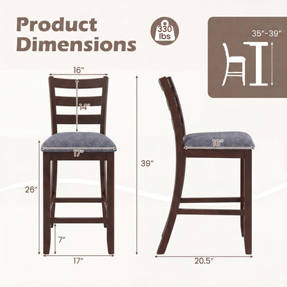 Goflame 26 Inch Farmhouse Upholstered Wooden Barstools with Footrest (2/4)