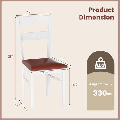 Goflame PU Leather Upholstered Kitchen Chairs w/Hollowed Backrest & Padded Seat