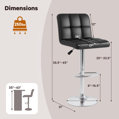 Goflame Swivel Bar Stools Set of 2/4, Upholstered Counter Height Bar Chairs with Back