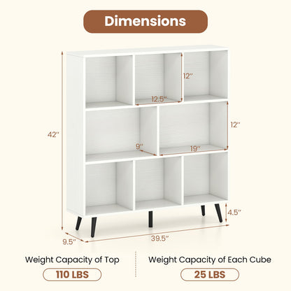 Goflame 3 Tier Modern Bookshelf with 5 Metal Legs for Living Room