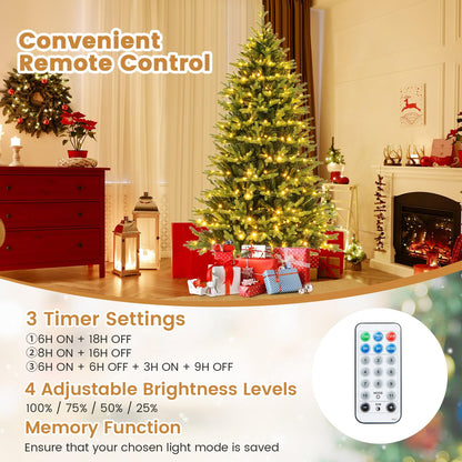 Goflame 7ft Hinged Xmas Full Tree with 470 Warm White & Multicolored LED Lights