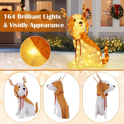 Goflame Lighted Christmas Dog, Indoor Outdoor Puppy Decoration w/LED Lights
