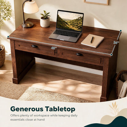 GOFLAME 48" Computer Desk with Drawers, Farmhouse Home Office Desks