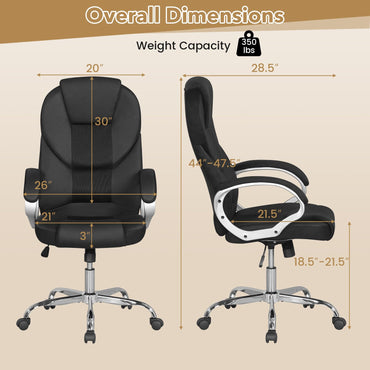Goflame Leather Office Chair | Ergonomic Mesh Executive Chair with Padded Armrests & Rocking Backrest