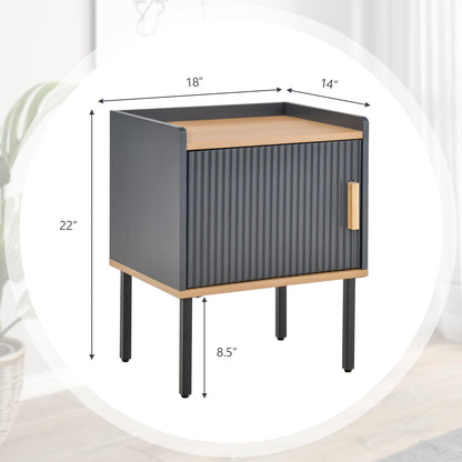 Goflame Nightstand with Storage, Bedside Table with Single Door Cabinet, Small Space, Gray