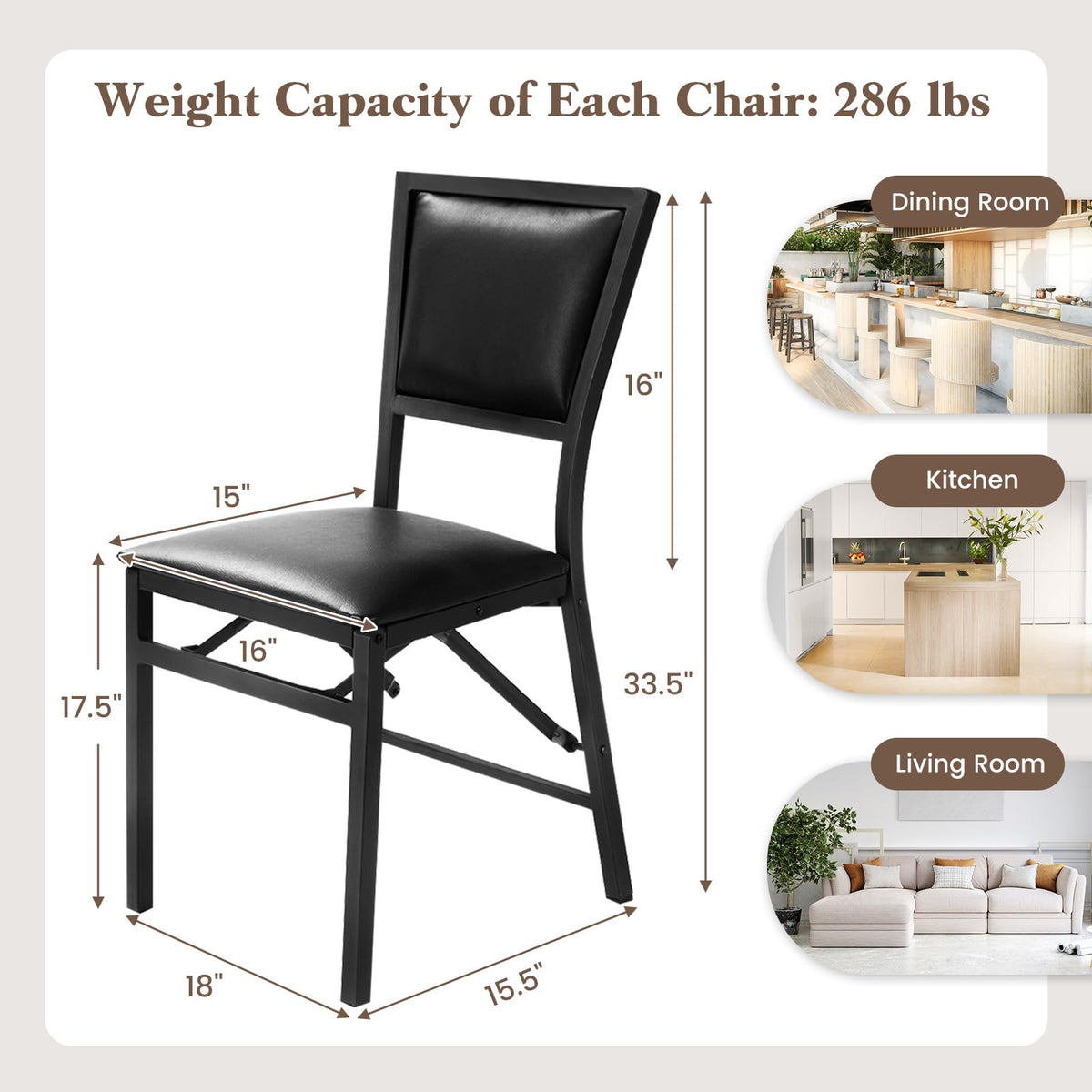 Metal Folding Chair Dining Chairs Home Restaurant Furniture - Goflame