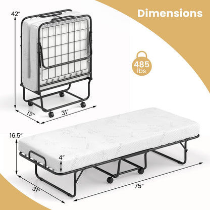 Goflame Folding Bed with Mattress for Adults