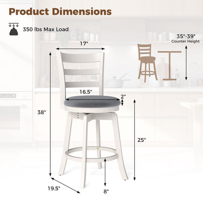 Goflame 25" Counter Height Stools Set of 2/4 with Fabric Upholstered Seat