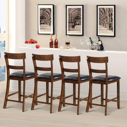 Goflame 25.5-Inch Counter Height Chair with Backrest, Foam-Padded Cushion, Rubber Wood Legs