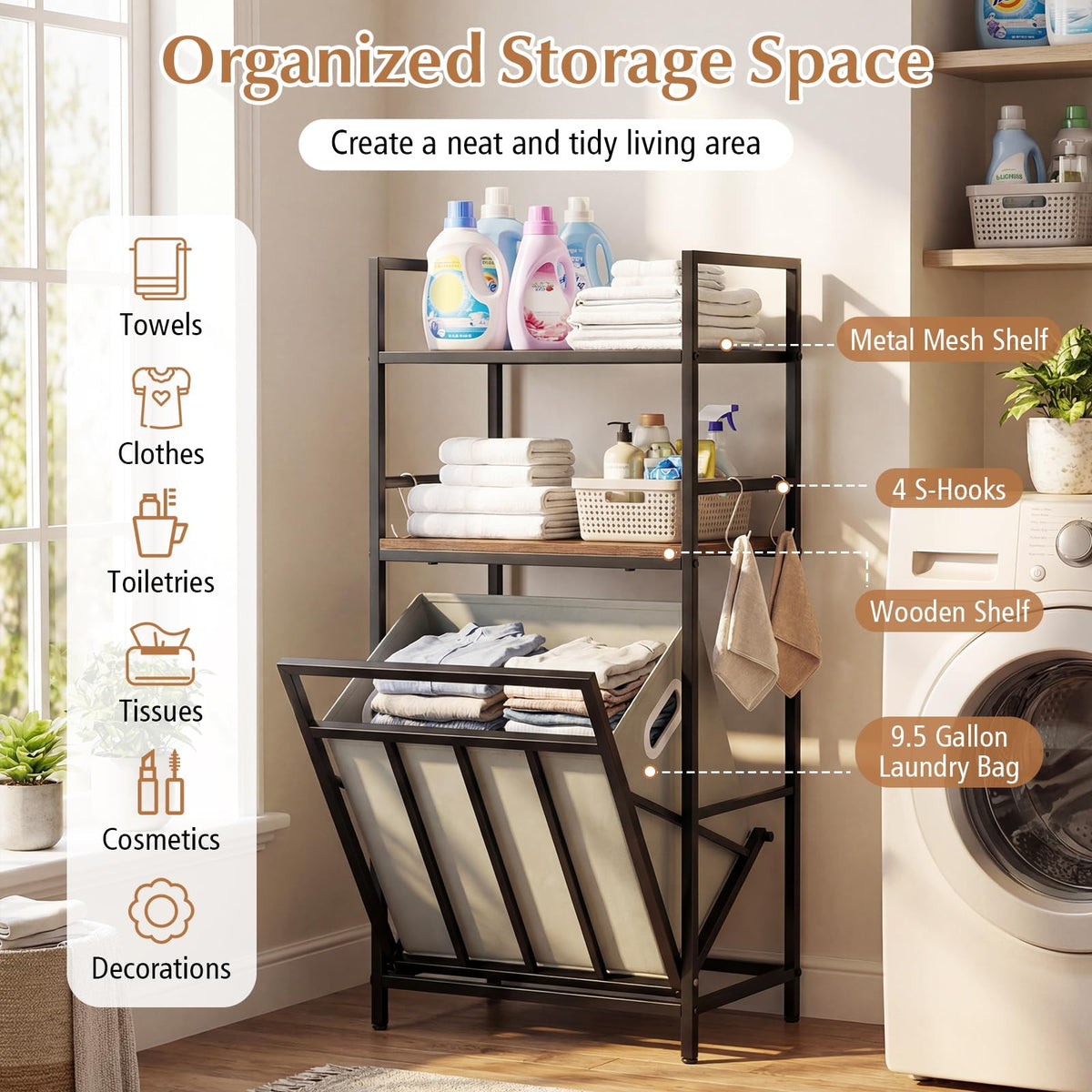 Goflame Tilt out Laundry Hamper with Removable Basket