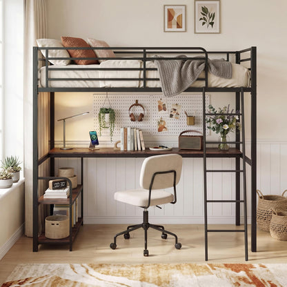 Goflame Twin Loft Bed with Desk & Charging Station