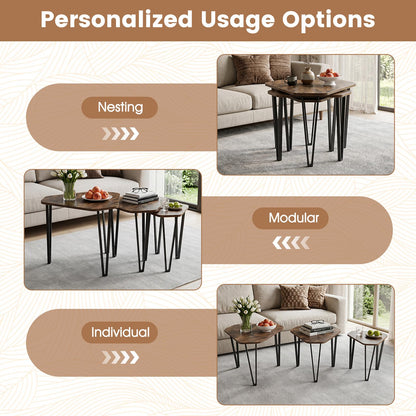 Goflame Nesting Coffee Tables Set of 3 for Living Room & Apartment