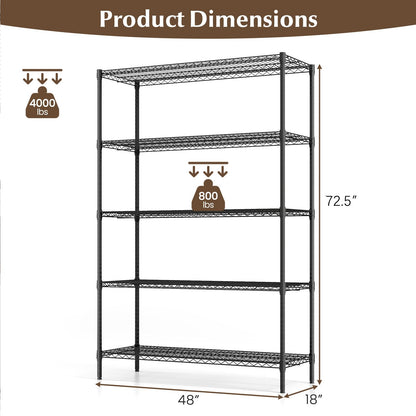 Goflame 5-Tier Metal Storage Shelving Unit with V-Shaped Wire Rack