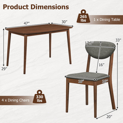 Goflame Mid-Century Modern Kitchen Table and Upholstered Chairs Set for 4