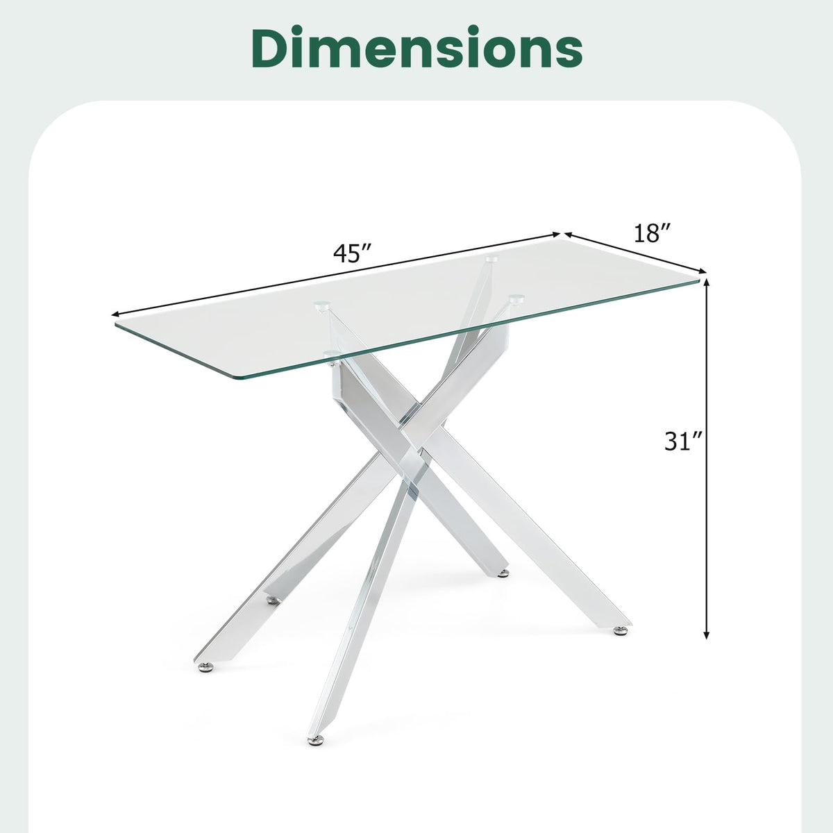 Goflame Glass Console Table 45" Modern Entryway Table