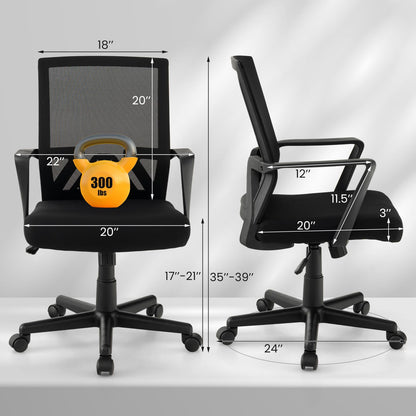 Goflame Office Desk Chair with Lumbar Support, Ergonomic Mesh Office Chair with Wheels and Armrests