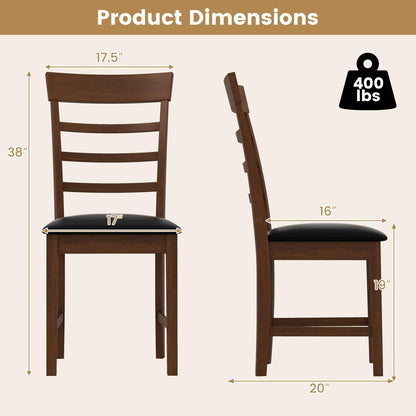 Goflame Wooden Dining Chairs Set of 2/4, PU Leather Upholstered Kitchen Chairs w/Rubber Wood Frame