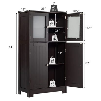 Goflame Storage Cabinet with Doors - Bathroom Floor Cabinet, Freestanding Tall Cabinet