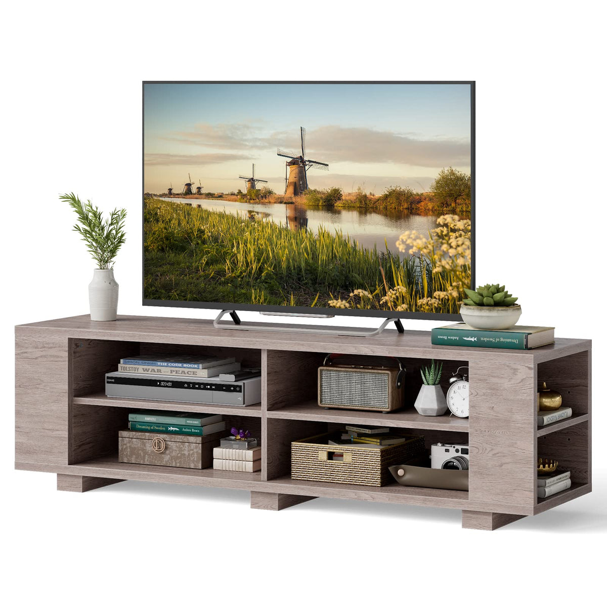 Goflame TV Stand Entertainment Center - Farmhouse Television Table up to 65 Inches TVs, 7 Colors