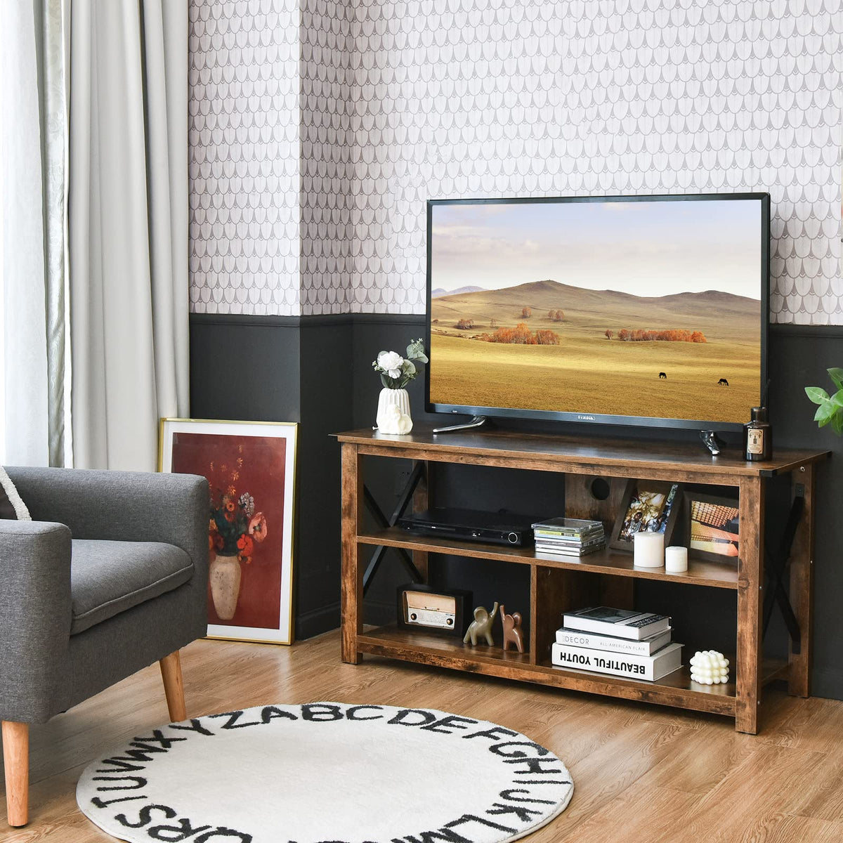 Goflame TV Stand for Bedroom, TV Cabinet for TV Up to 55"