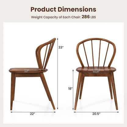 Goflame Wooden Dining Chairs Set of 2/4, Windsor Kitchen Chairs w/High Spindle Back & Rubber Wood Legs