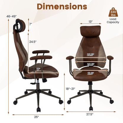 Goflame Ergonomic Mid Century Modern Faux Fur Computer Desk Chair with 2D Headrest